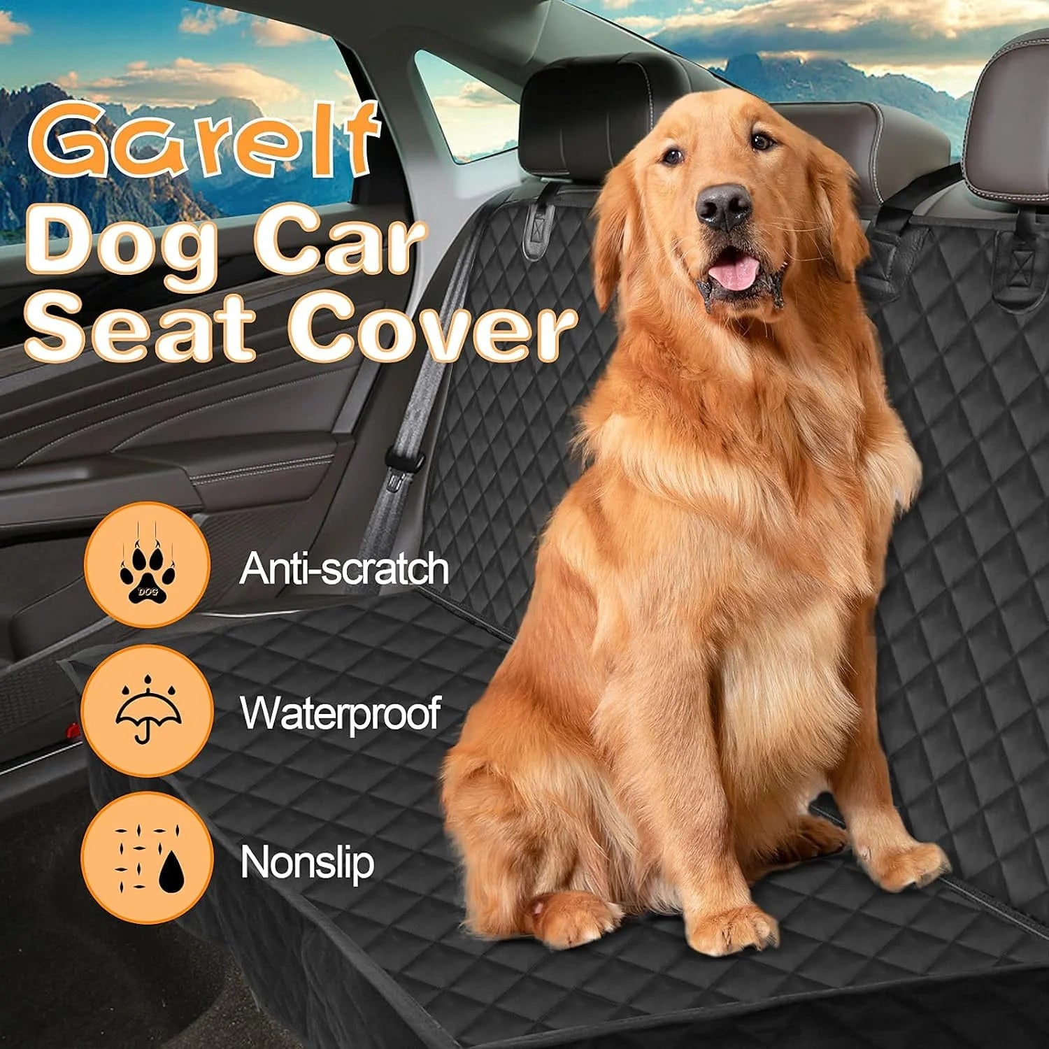 Pet Dog Car Seat Cover for Back Seat Car Seat Waterproof Protector, with Pet Dogs Seat Belts, High Heat Resistant Nonslip Back Seat Cover for Dogs Kids, Universal Size Fits Cars, Trucks, SUV