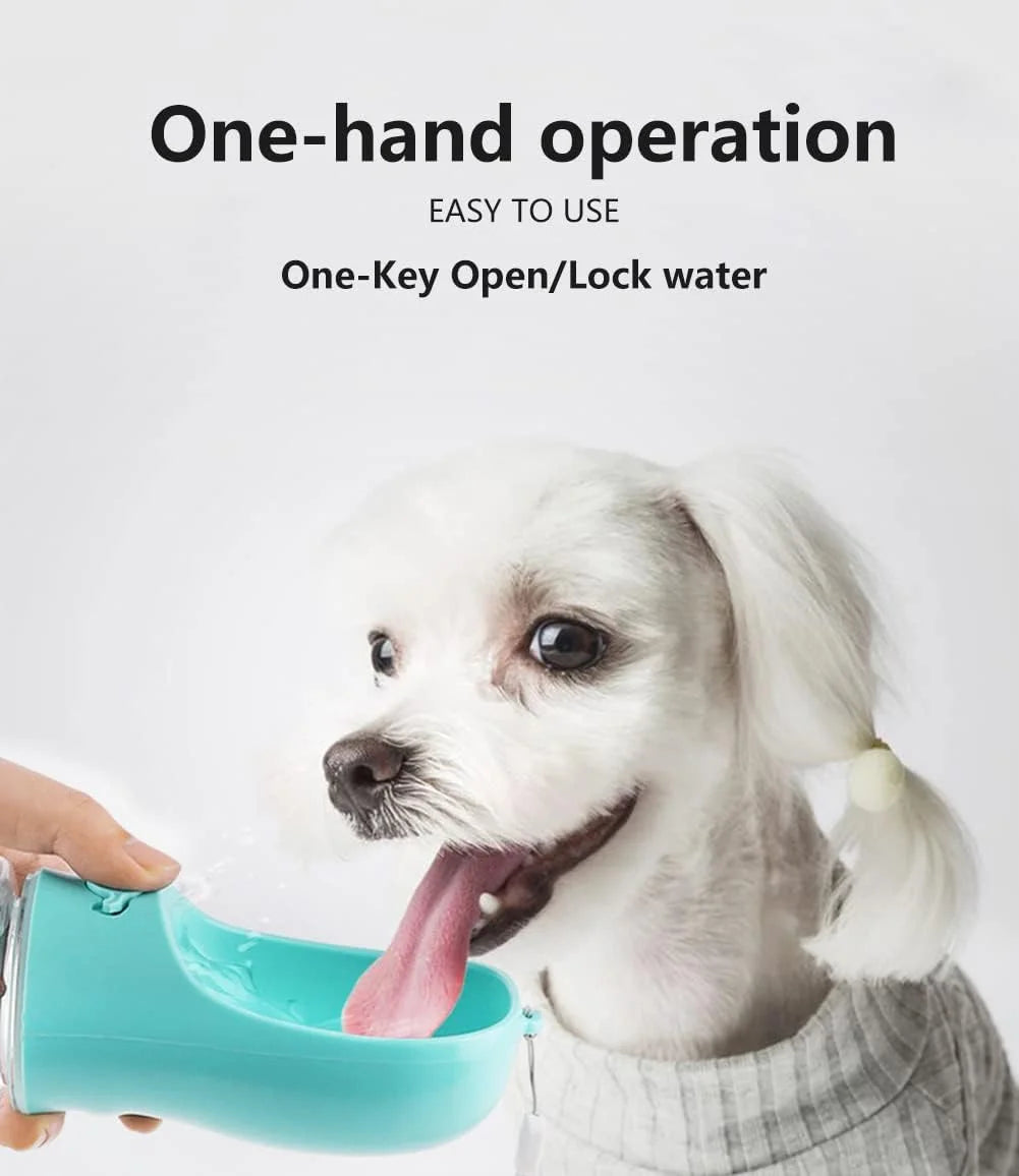 10.2*2.7" Dog Water Bottle, 19Oz Leak Proof Portable Puppy Water Dispenser with Drinking Feeder for Pets Outdoor Walking Hiking Travel Food Grade Plastic - Blue