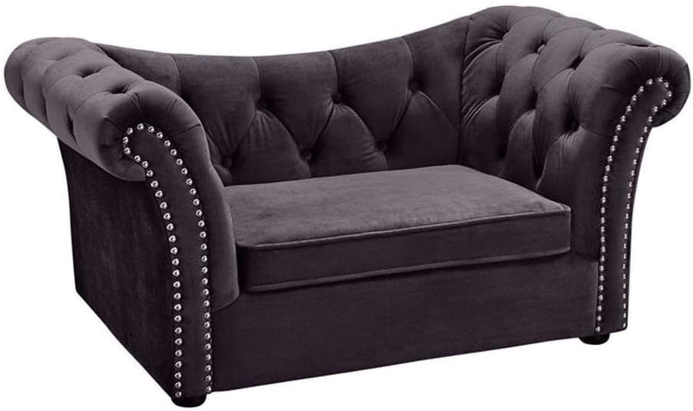 the Dachshund Collection Waterproof Velvet Upholstered Handmade Sofa Pet Dog Bed, Gray