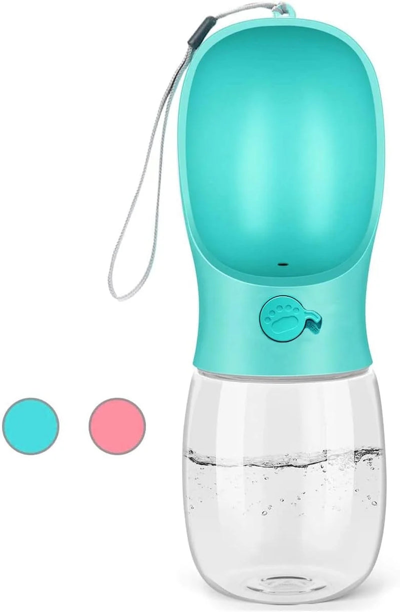 10.2*2.7" Dog Water Bottle, 19Oz Leak Proof Portable Puppy Water Dispenser with Drinking Feeder for Pets Outdoor Walking Hiking Travel Food Grade Plastic - Blue