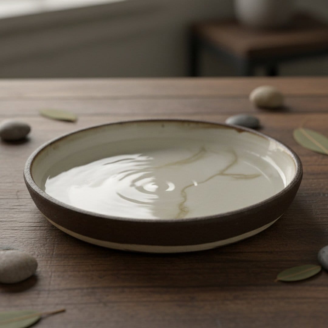 Marbled Ceramic Bowl — Dark Brown & White
