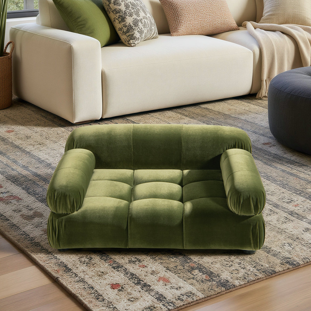 Marcel Olive Velvet Dog Lounge — premium dog lounge image 2