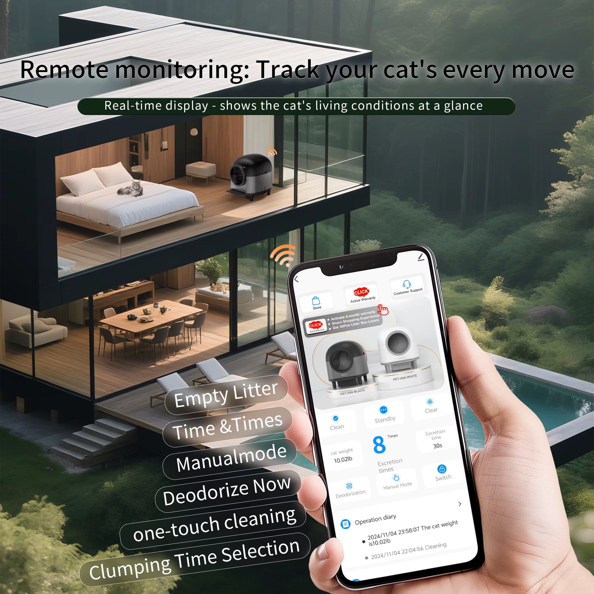 Automatic Cat Litter Box Self Cleaning,Smart Litter Box with Stairs, Safety Protection, 100L+10L App-Control Cat Litter Boxes