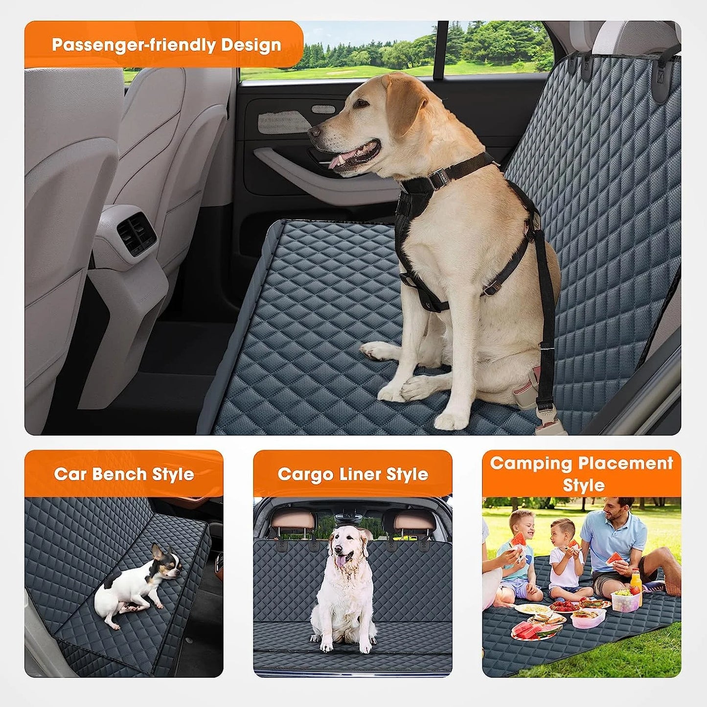 Pet Dog Car Seat Cover for Back Seat Car Seat Waterproof Protector, with Pet Dogs Seat Belts, High Heat Resistant Nonslip Back Seat Cover for Dogs Kids, Universal Size Fits Cars, Trucks, SUV