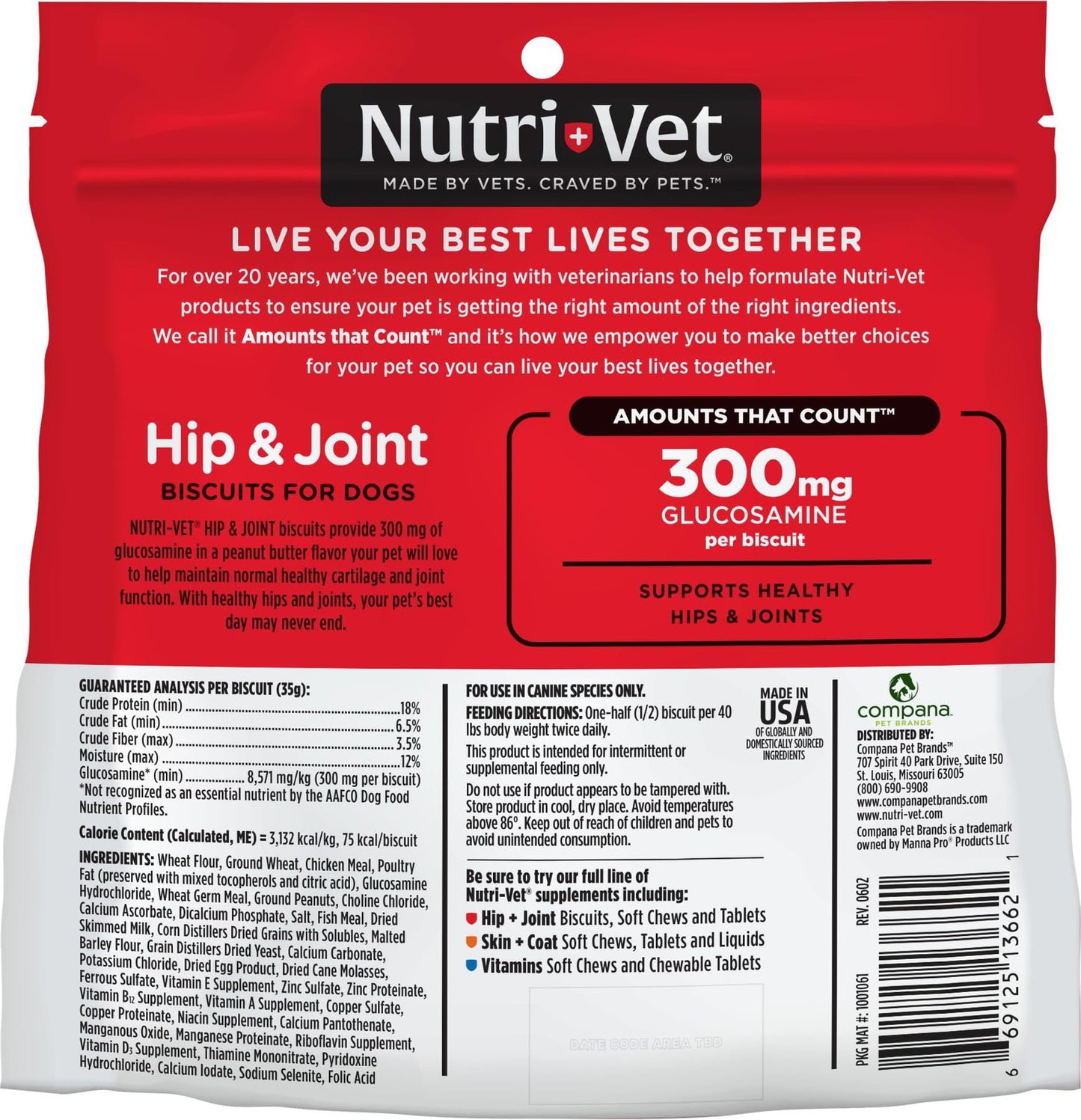 Nutri-Vet Hip & Joint Biscuits for Dogs, Peanut Butter Flavor (6 Lb) (13662-1)
