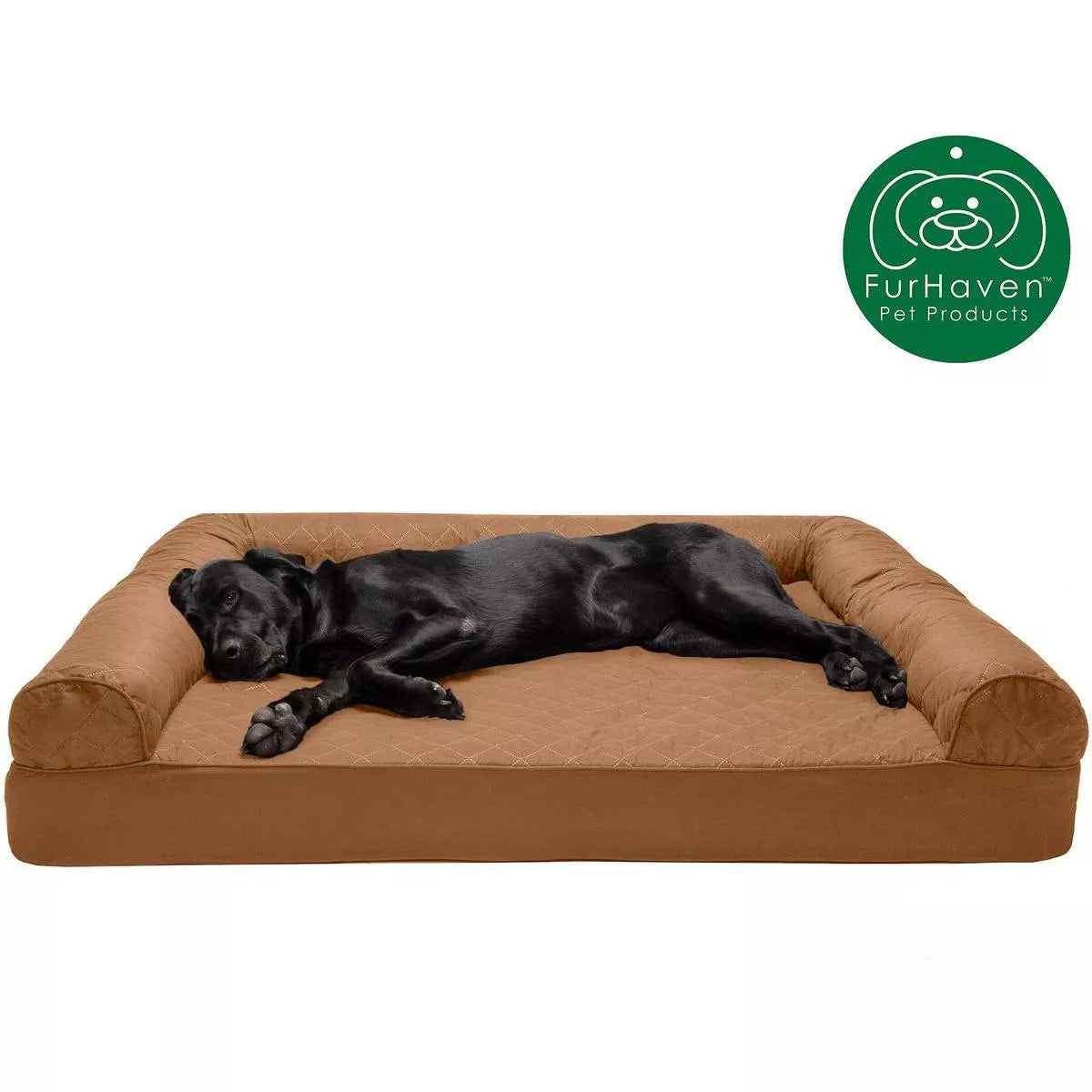 Furhaven Quilted Full Support Sofa Dog Bed