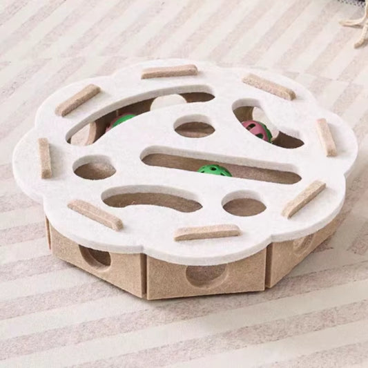 Interactive Cat Toy Maze Game Teasing Kitten Pet Puzzle with Bell Balls Funny Dig Hole Box Felt Tunnel Self-Entertaining Tool