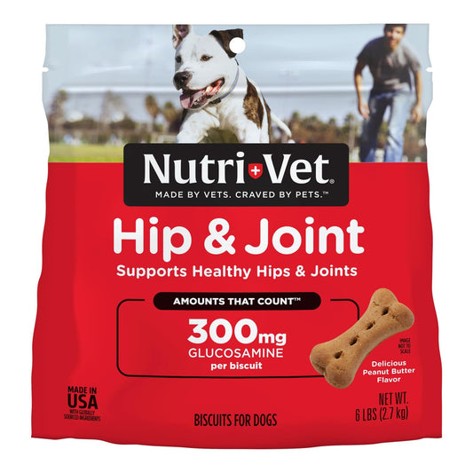 Nutri-Vet Hip & Joint Biscuits for Dogs, Peanut Butter Flavor (6 Lb) (13662-1)