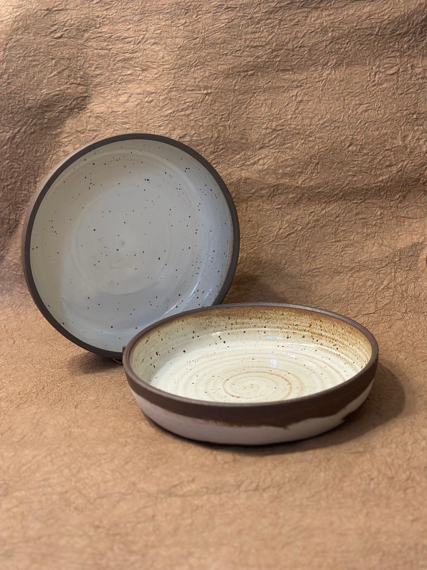 Marbled Ceramic Bowl — Dark Brown & White