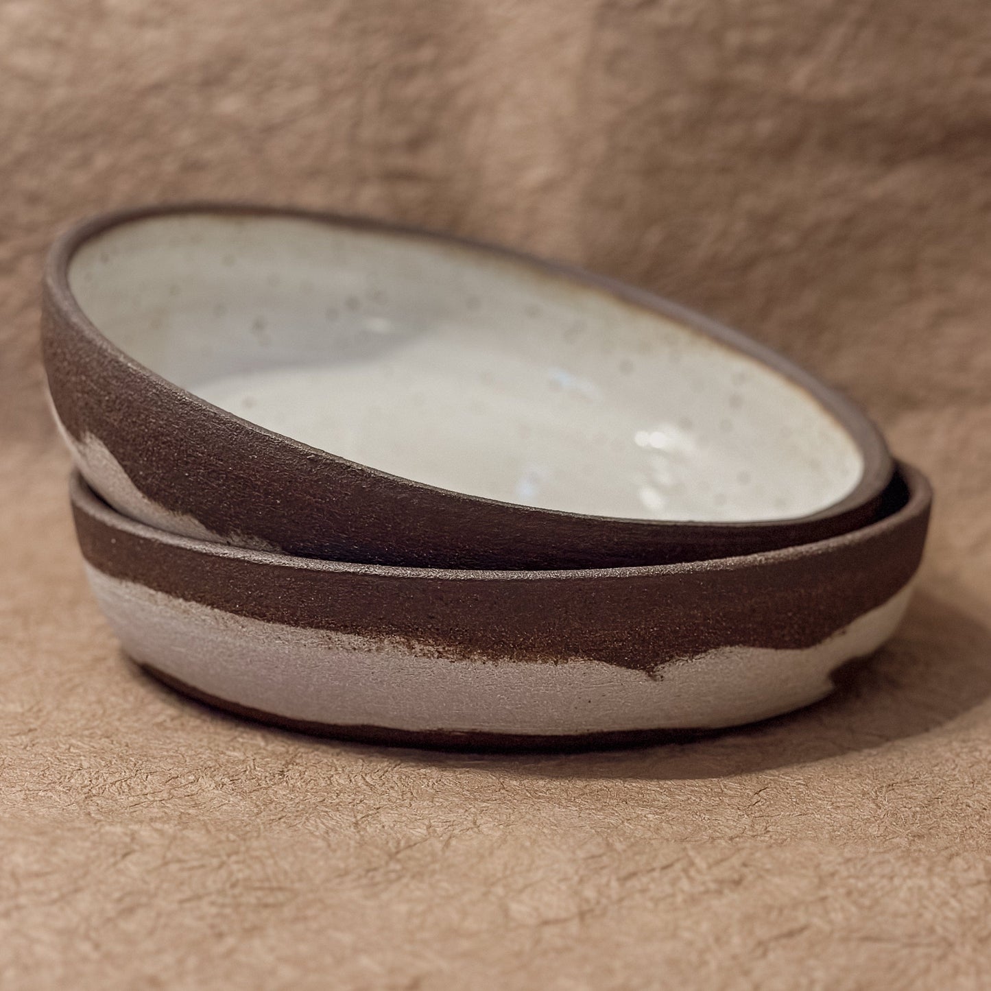 Marbled Ceramic Bowl — Dark Brown & White
