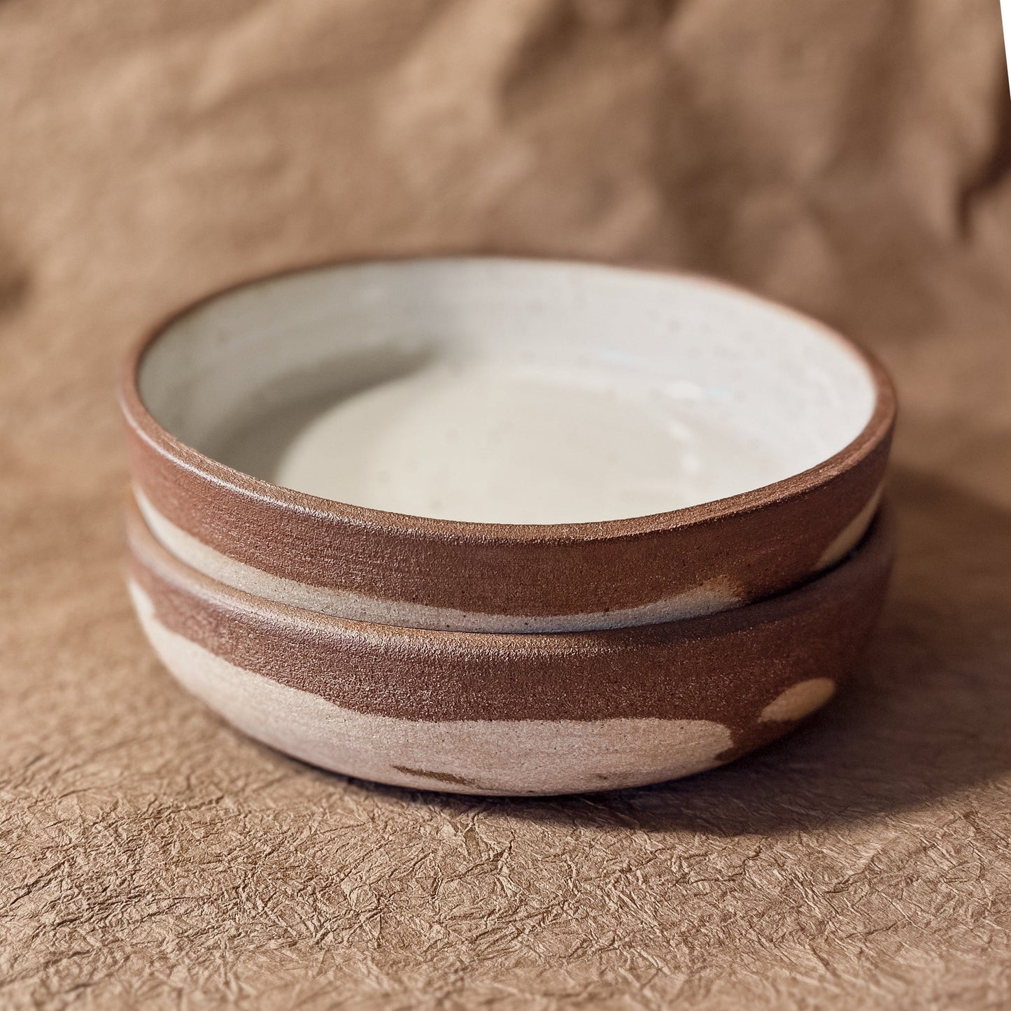 Marbled Ceramic Bowl – Brown & White