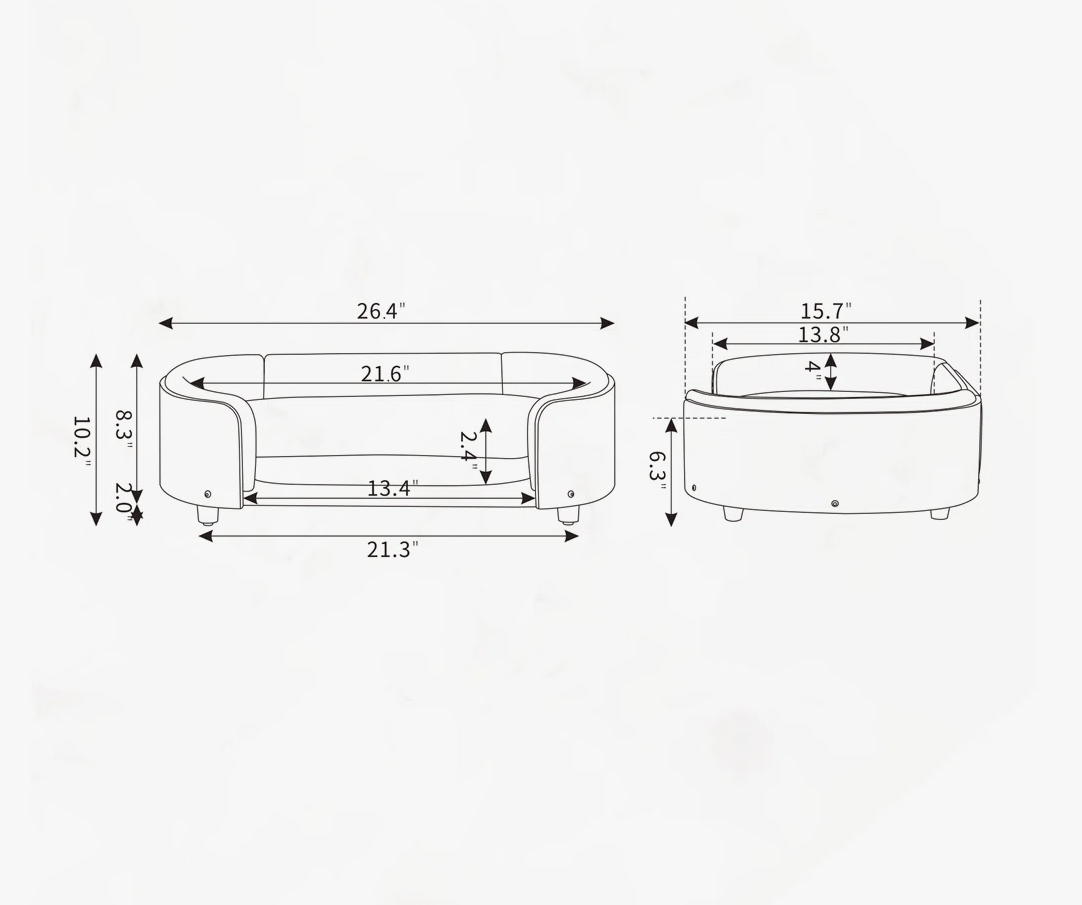 Petite Scandi Lounge size and dimensions chart