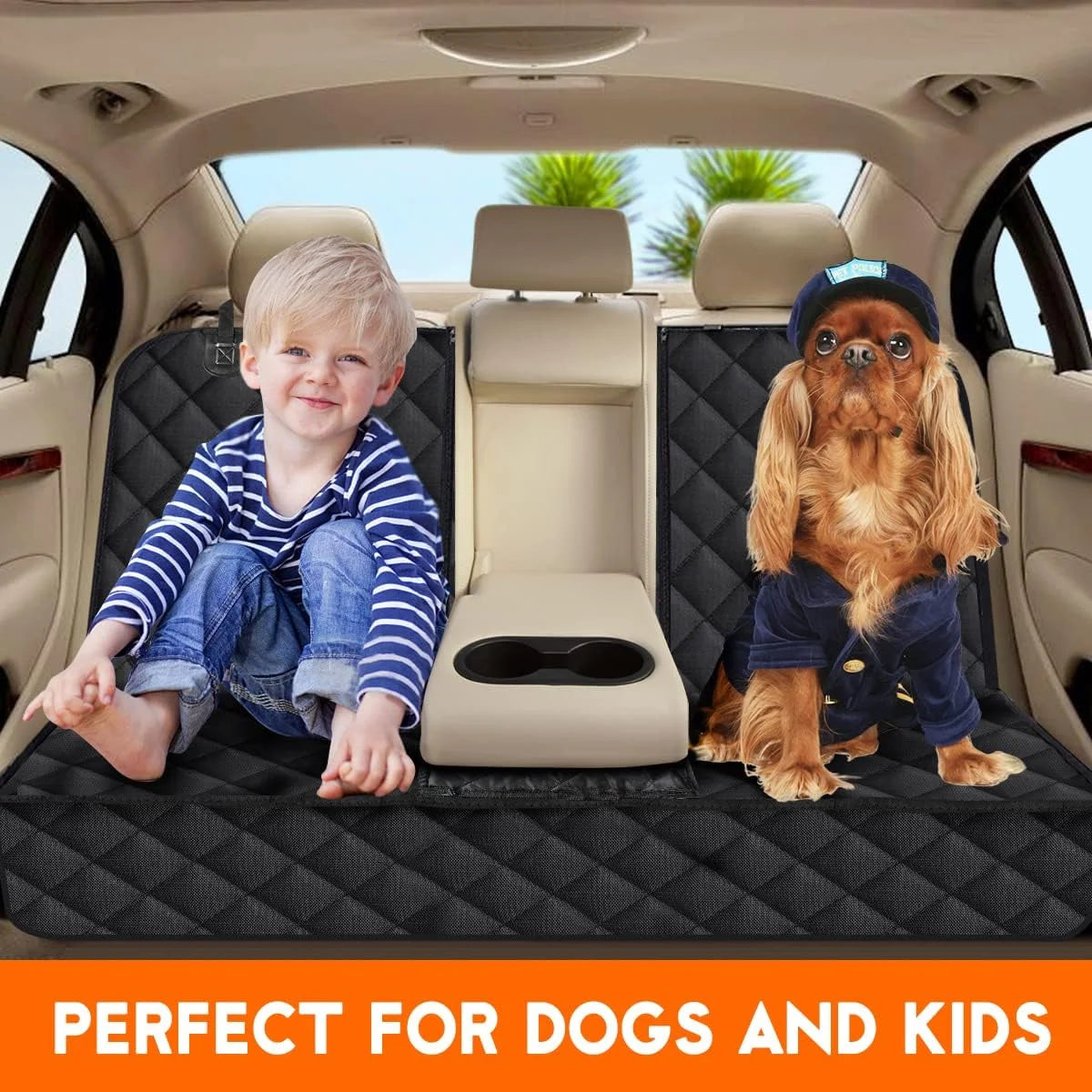 Pet Dog Car Seat Cover for Back Seat Car Seat Waterproof Protector, with Pet Dogs Seat Belts, High Heat Resistant Nonslip Back Seat Cover for Dogs Kids, Universal Size Fits Cars, Trucks, SUV