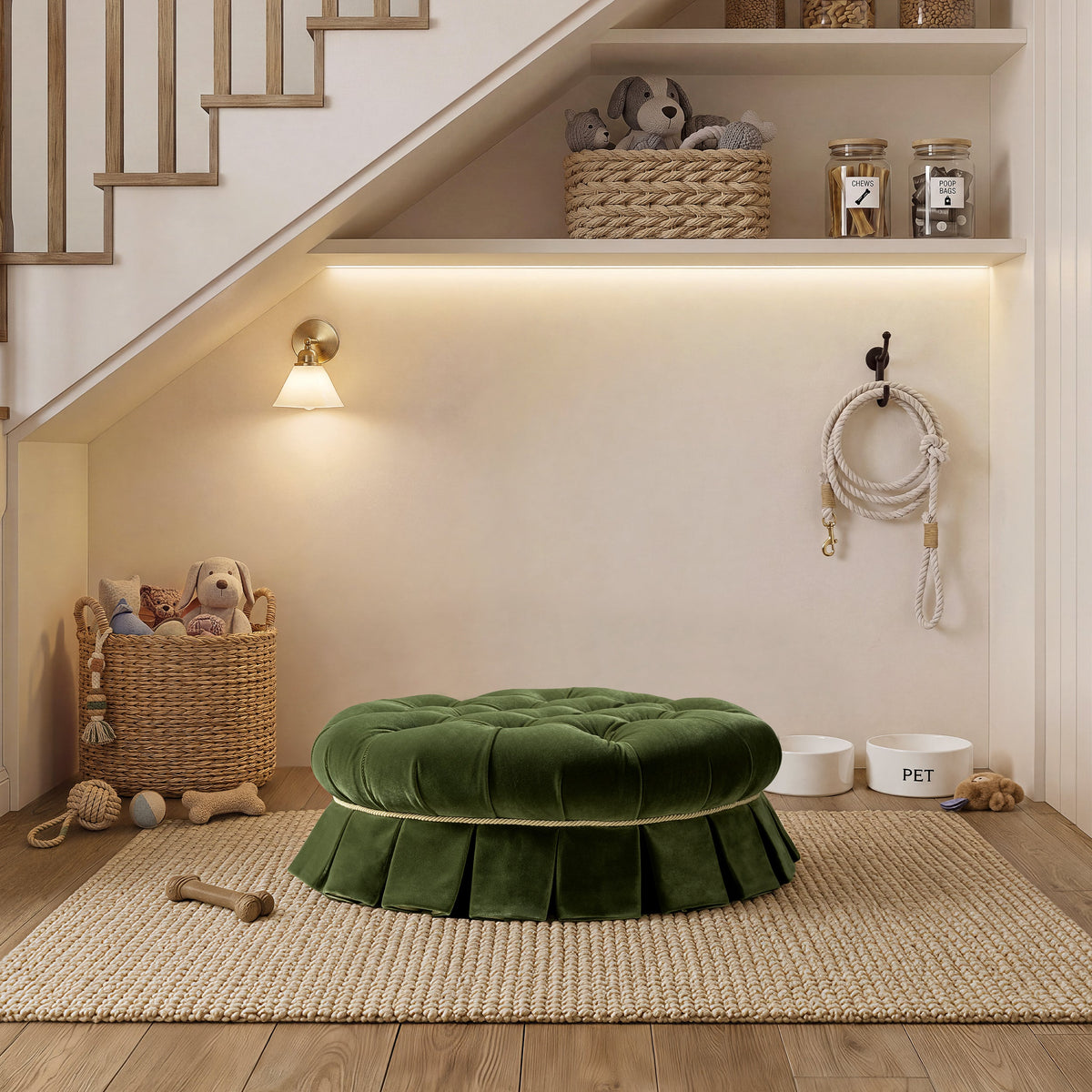 Roquefort Tufted Velvet Dog Lounge — premium dog lounge image 2