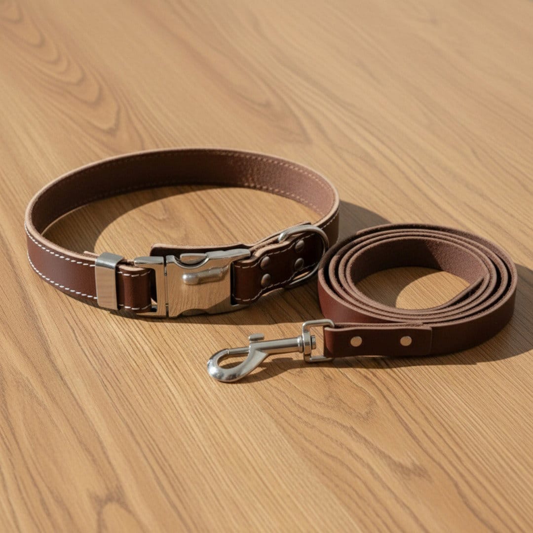 Chocolate Quick-Release Leather Collar