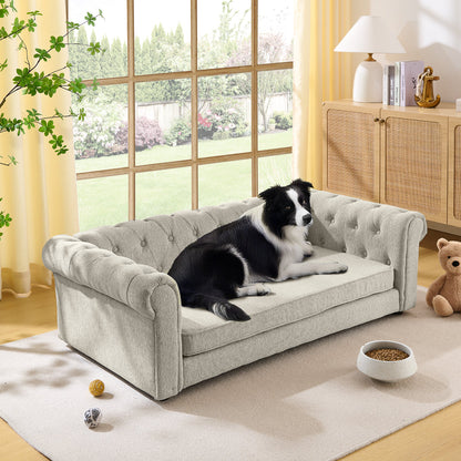 Linden Linen Dog Lounge — Beige upholstery, dog lounge photo