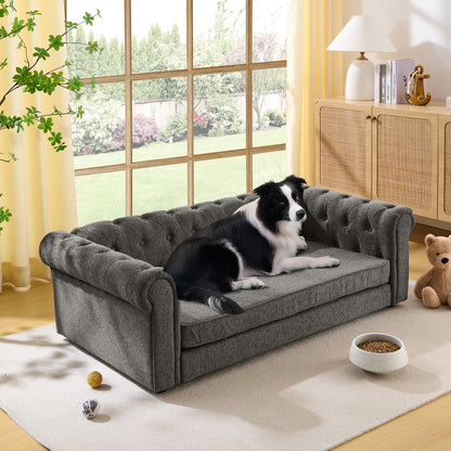 Linden Linen Dog Lounge — Dark Grey upholstery, dog lounge photo