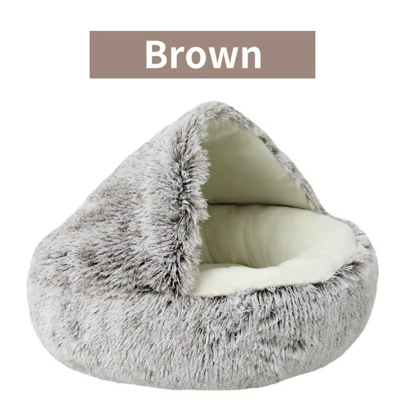 SnuggleNest™ 2-in-1 Plush Cat Bed – Cozy Cave & Cushion
