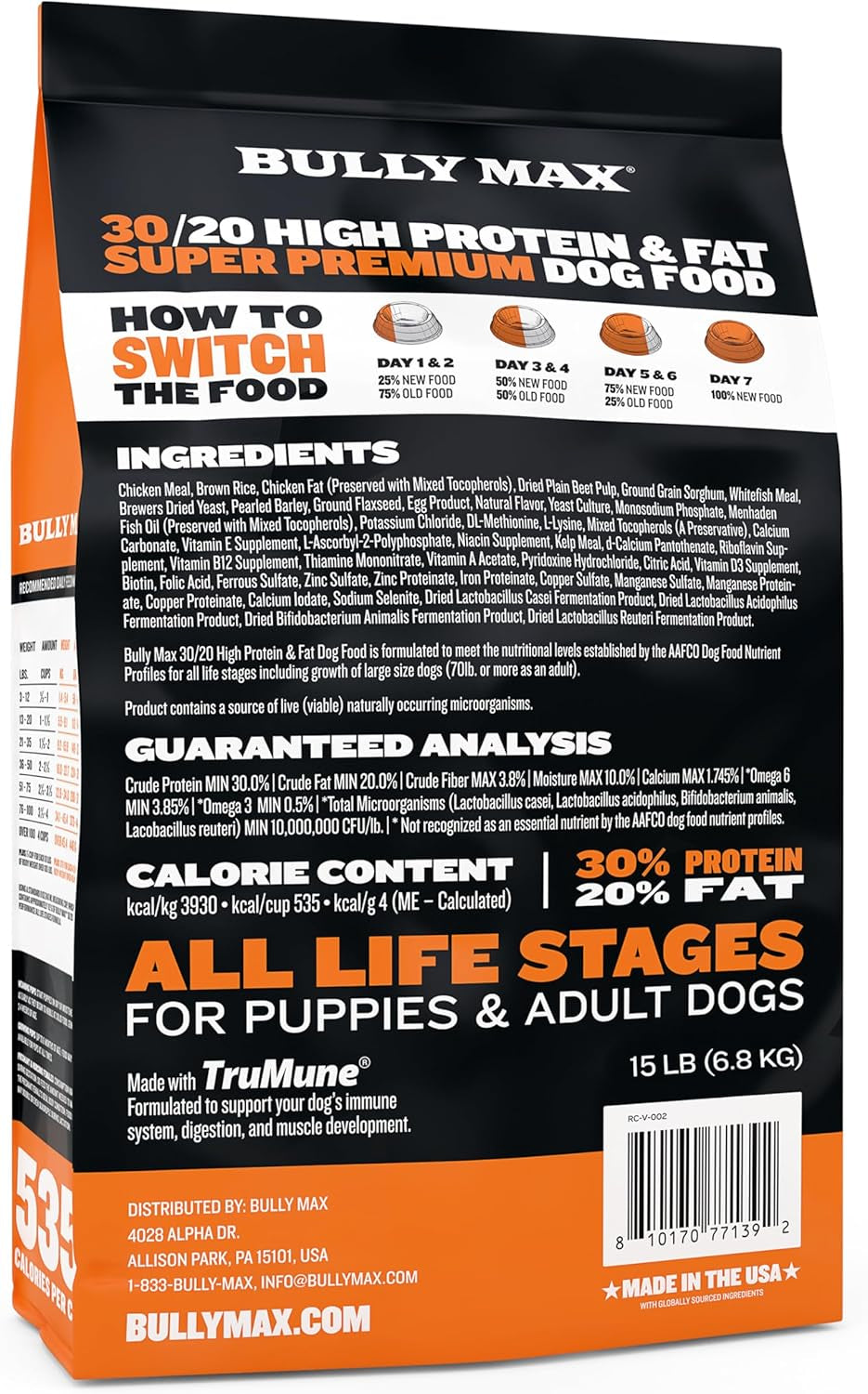 Dry Dog Food for Adults & Puppies - High Protein & Fat for Muscle & Weight Gain - High Performance Dog Food Supplements - Small & Large Breed Dogs (535 Calories per Cup), Chicken, 15Lb Bag
