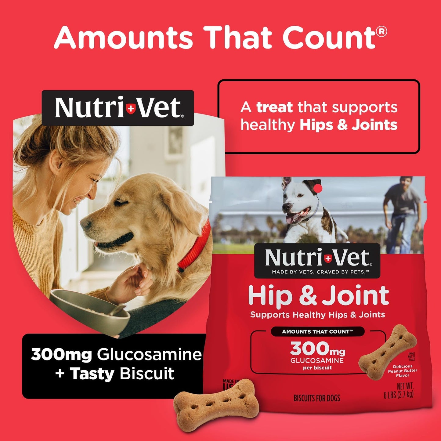 Nutri-Vet Hip & Joint Biscuits for Dogs, Peanut Butter Flavor (6 Lb) (13662-1)