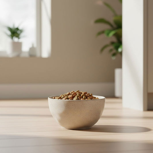 Latte Stoneware Feeding Bowl — Neutral Minimalist Pet Bowl
