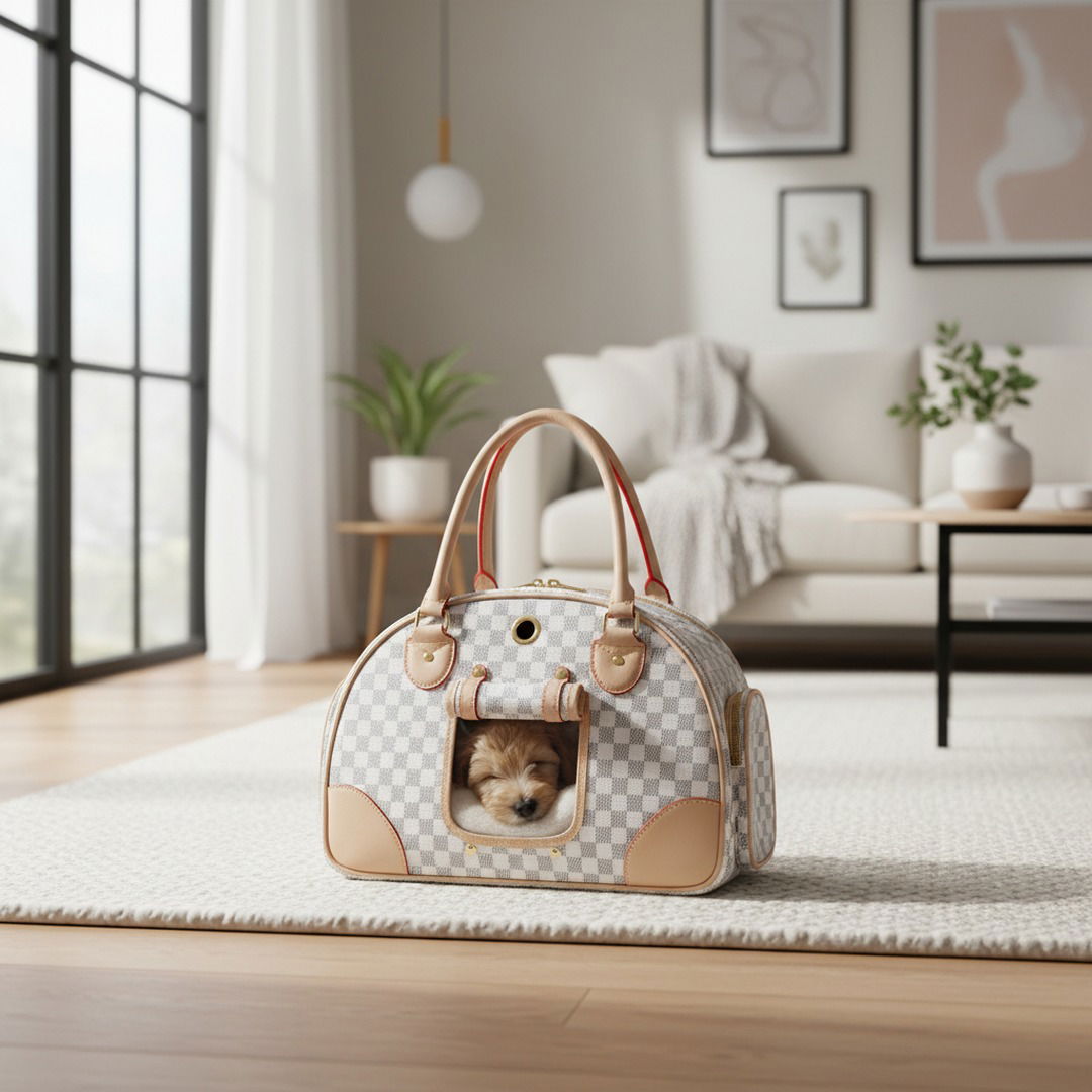 Luxury Leather Dog Travel Tote — Designer Pet Carrier