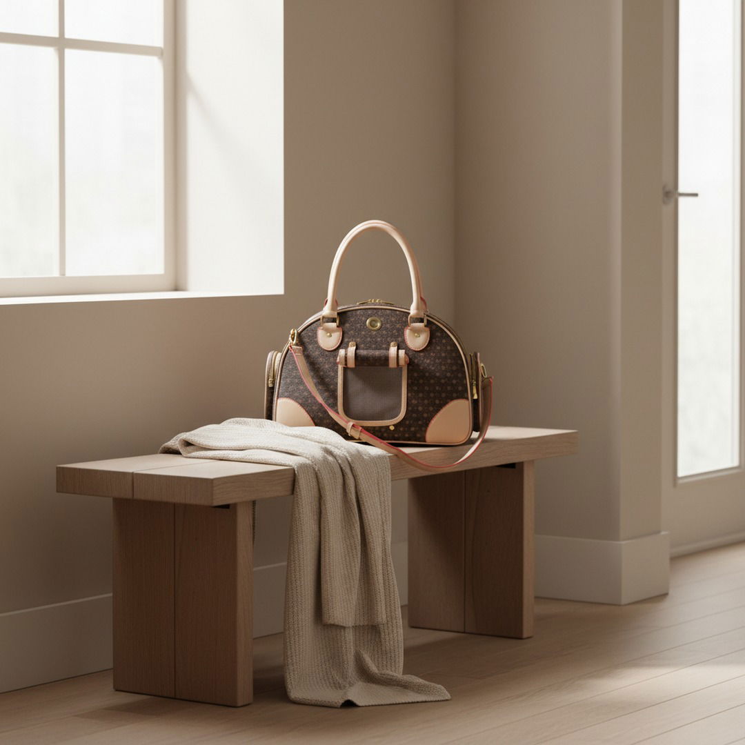 Luxury Leather Dog Travel Tote — Designer Pet Carrier
