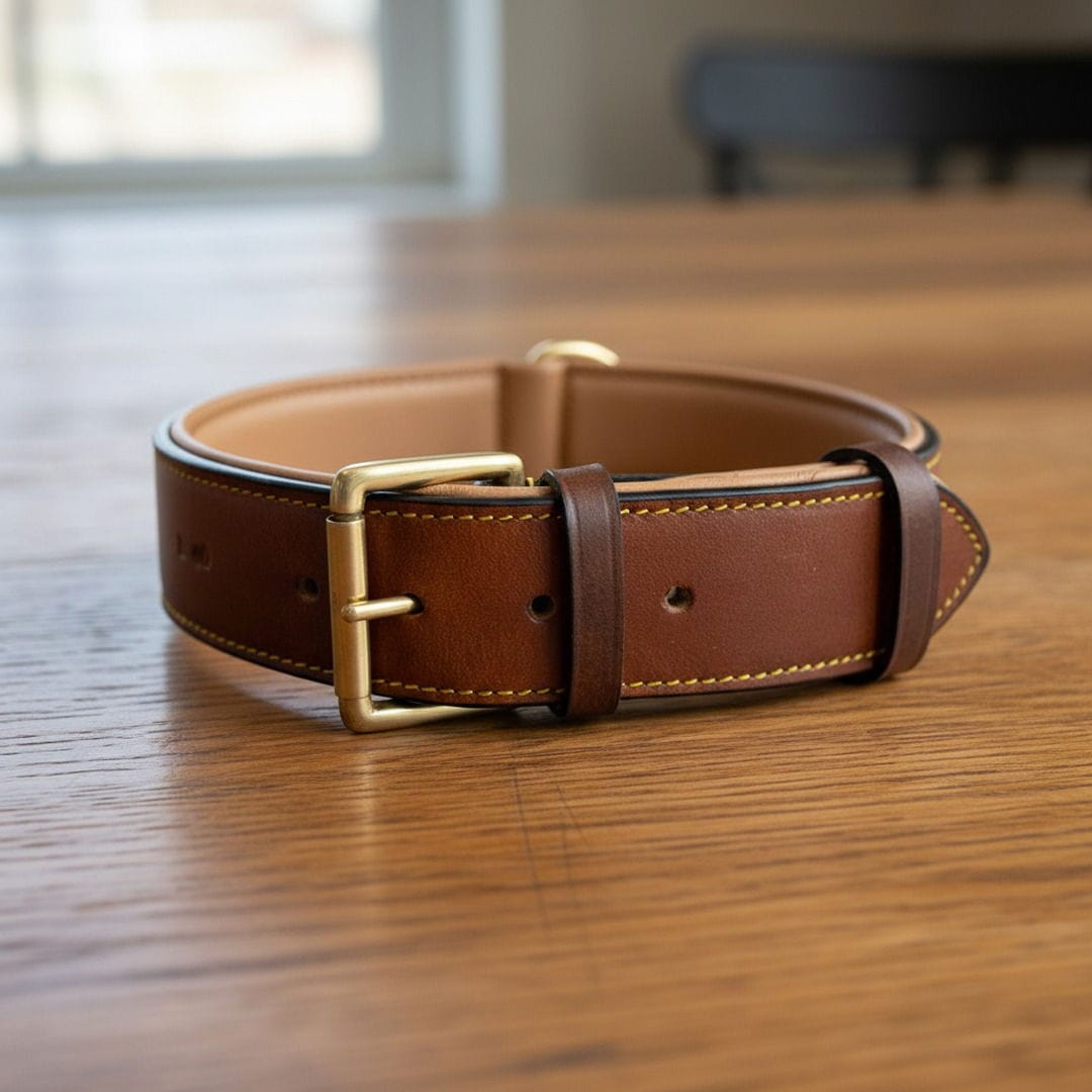 Padded Full-Grain Leather Collar – Reinforced Comfort