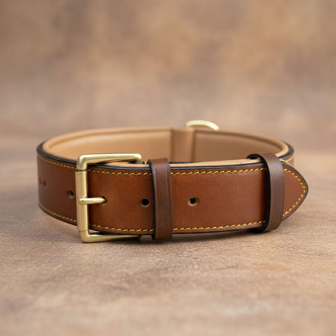 Padded Full-Grain Leather Collar – Reinforced Comfort