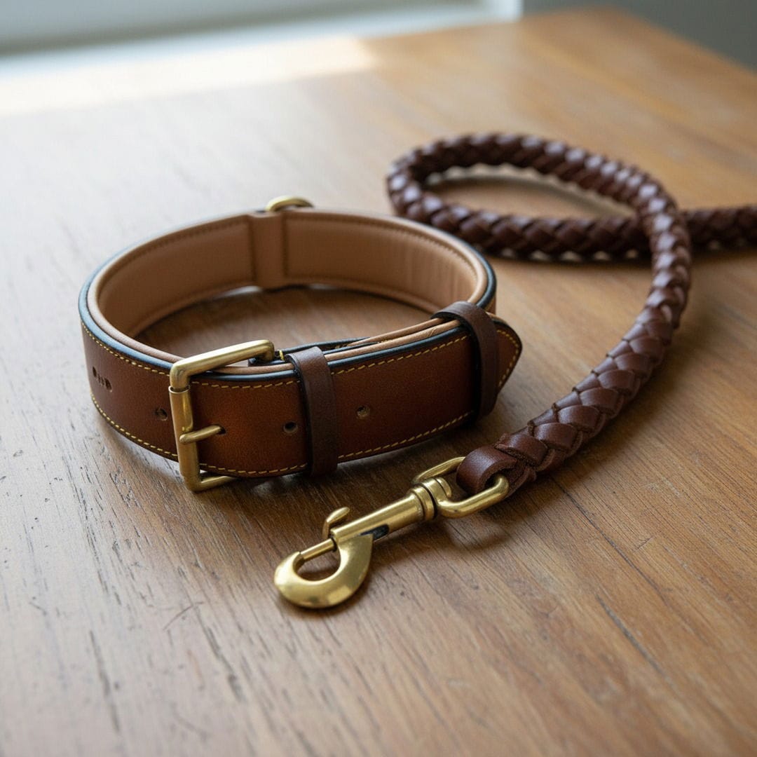 Padded Full-Grain Leather Collar – Reinforced Comfort