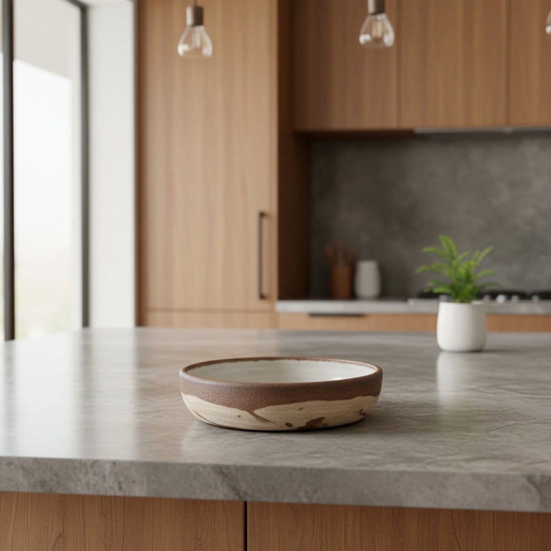 Marbled Ceramic Bowl – Brown & White