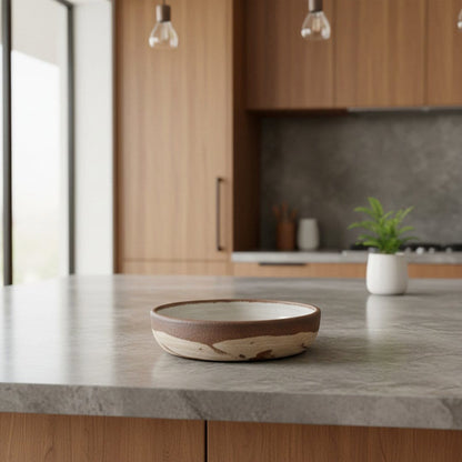 Marbled Ceramic Bowl – Brown & White