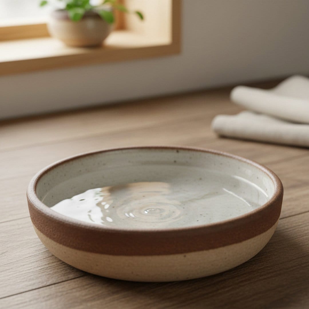 Marbled Ceramic Bowl – Brown & White