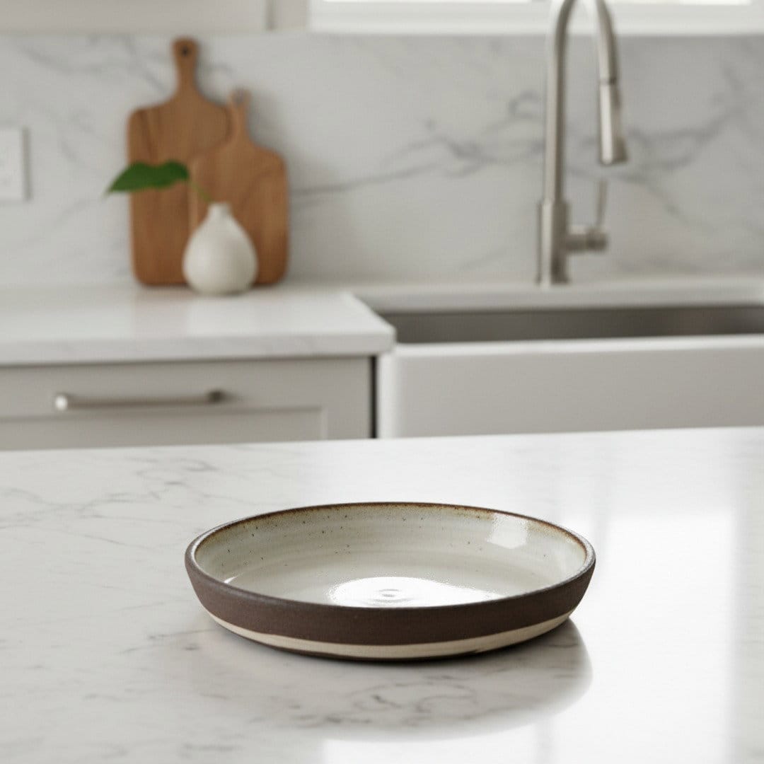 Marbled Ceramic Bowl — Dark Brown & White