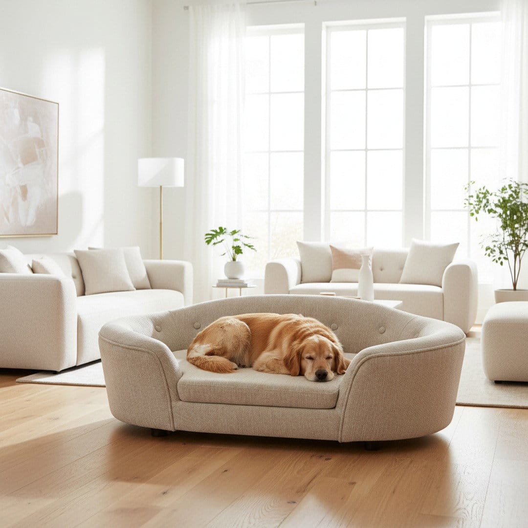 Oval Linen Dog Sofa