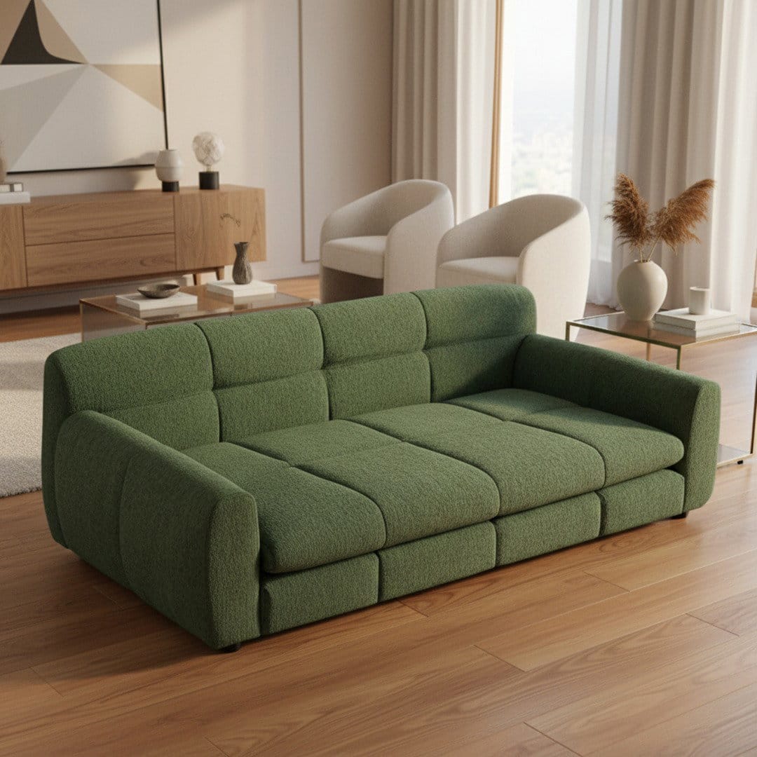 Oversized Olive Dog Sofa – Deep Rest for Larger Dogs