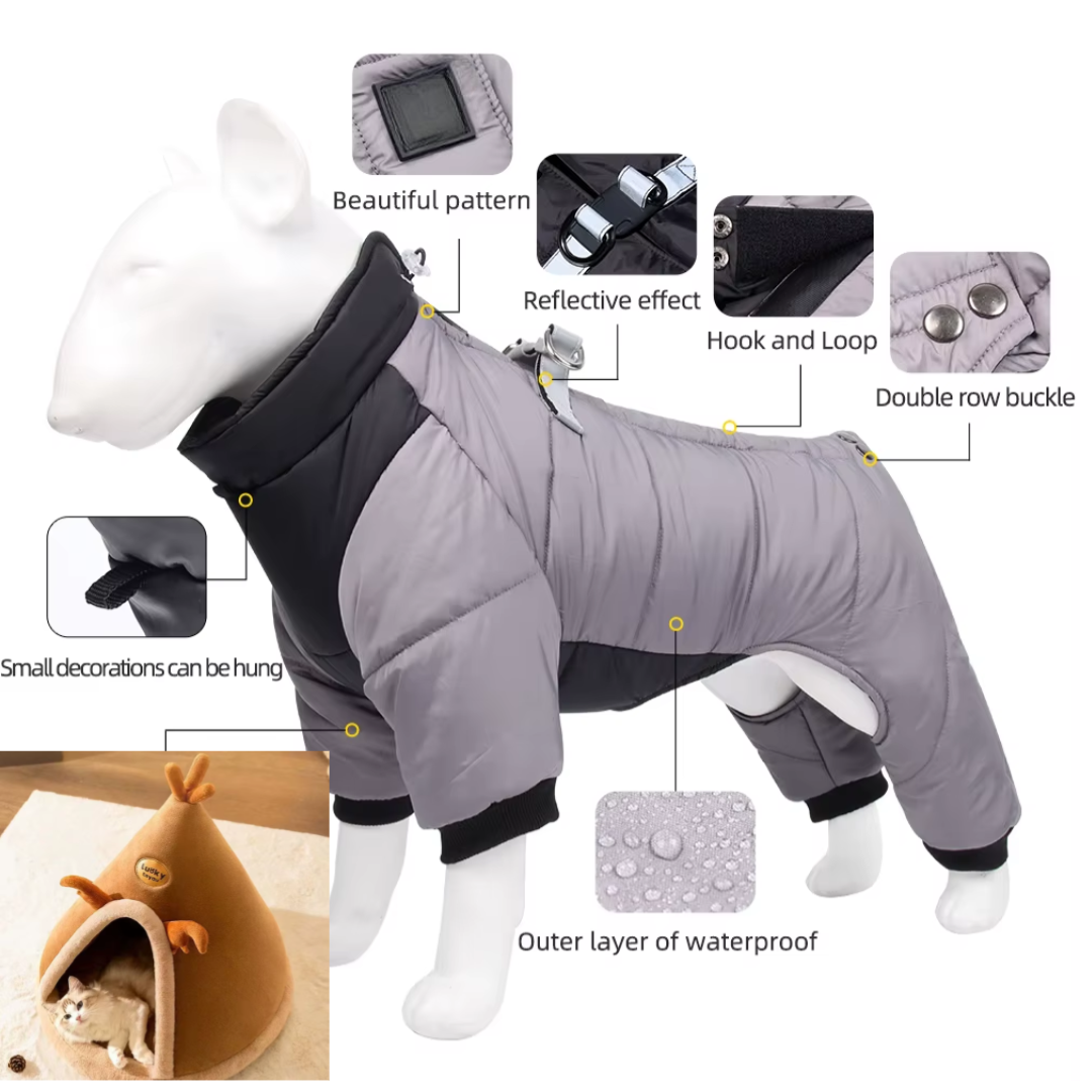 WeatherPaws Pro Coat – Waterproof Winter Warmth with Built-In D-Ring for Small & Medium Dogs