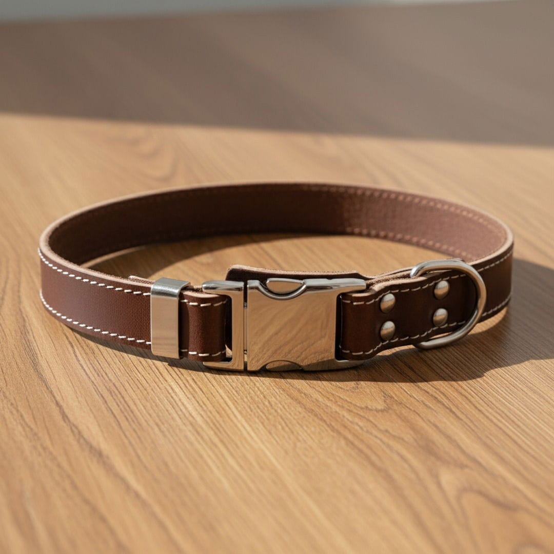 Chocolate Quick-Release Leather Collar
