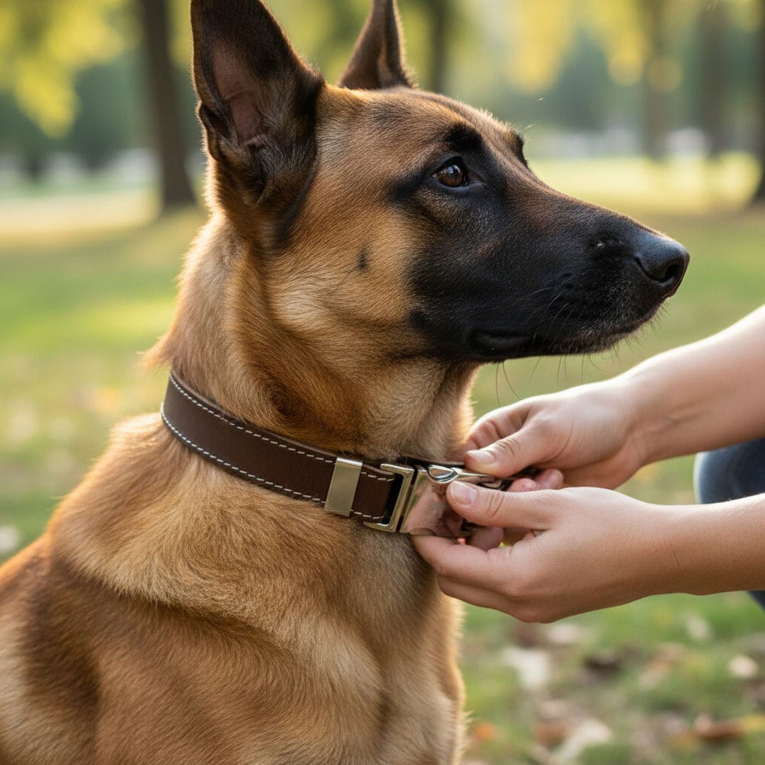 Chocolate Quick-Release Leather Collar