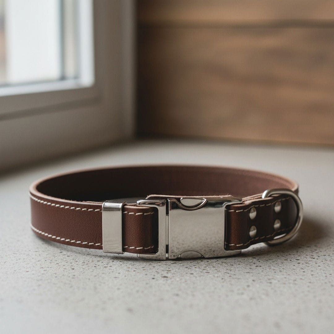 Chocolate Quick-Release Leather Collar