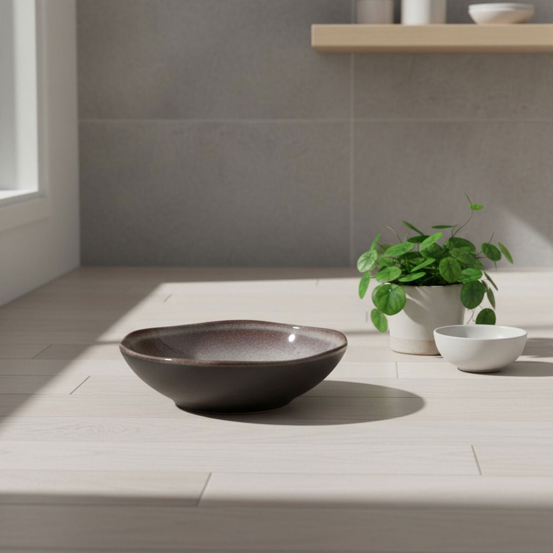 Tourmaline Stoneware Feeding Bowl — Weighted Minimalist Pet Bowl