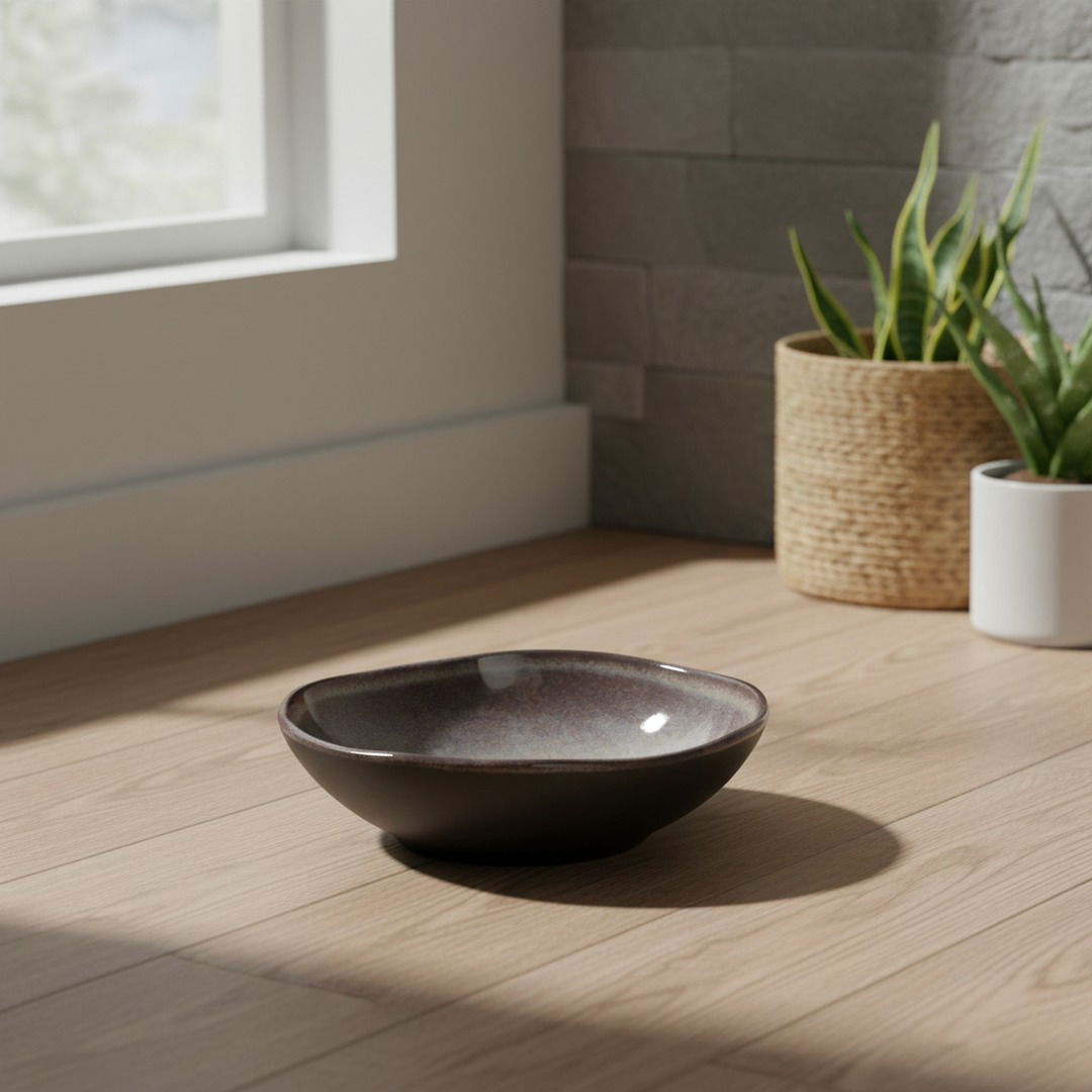Tourmaline Stoneware Feeding Bowl — Weighted Minimalist Pet Bowl